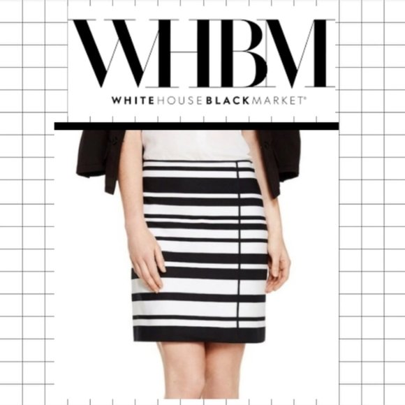 WHITE HOUSE BLACK MARKET STRIPED PENCIL SKIRT - Picture 1 of 4